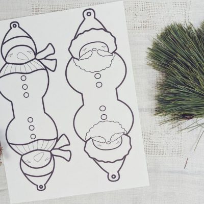 Santa & Snowman Ornament Free Printable Colouring Page