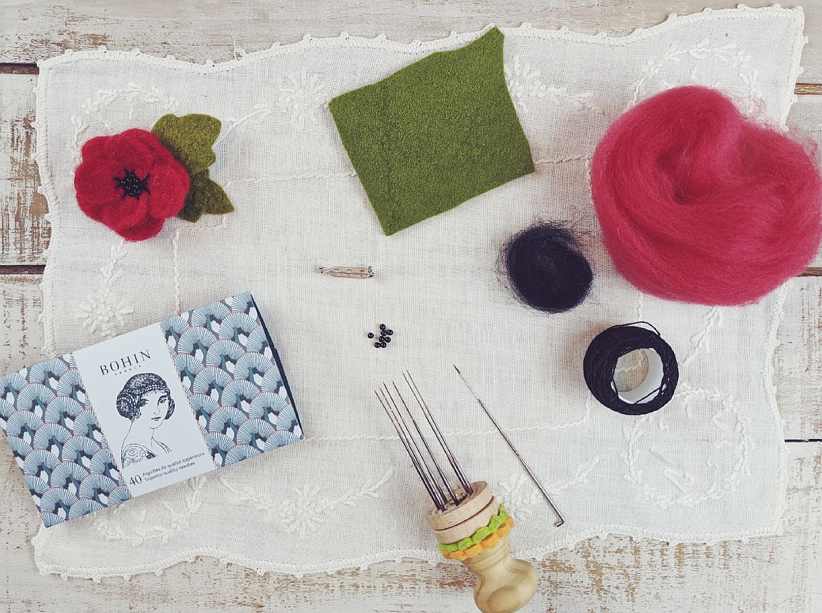 How to Make a Needle Felted Poppy Pin Remembrance Poppy Pin Kindred