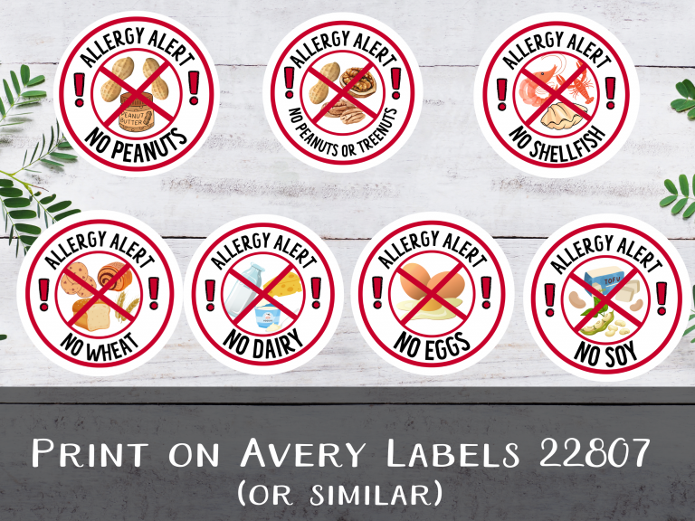 FREE PRINTABLE Allergy Alert Stickers Kindred + Willow