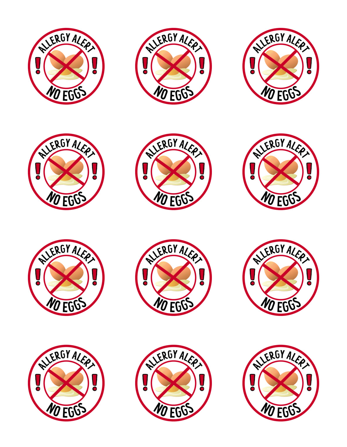 No Eggs Printable Sticker Sheet