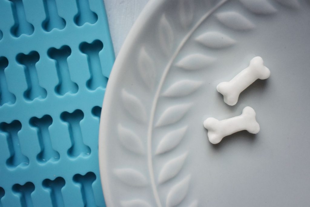 Silicone bone mold and candy bones
