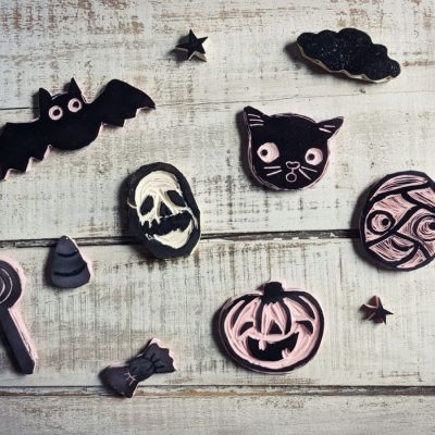 Halloween Printmaking With Linocut Stamps