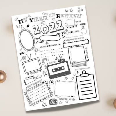 Kids’ Printable Year in Review 2022 Activity Pages